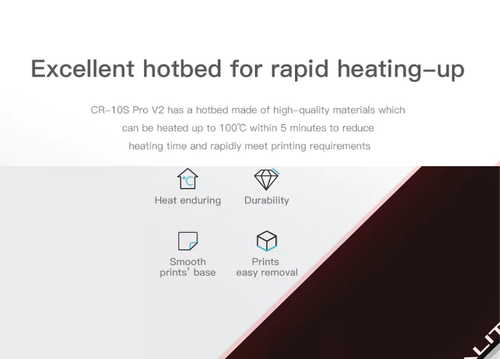 CR-10S Pro V2 comes with excellent hot bed